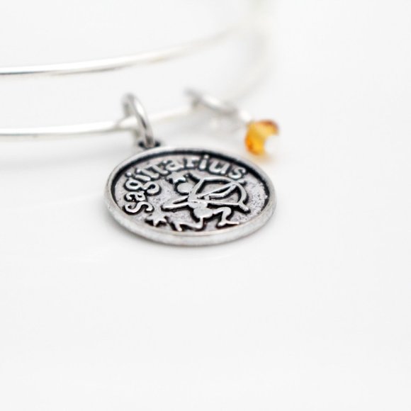 November Sagittarius Adjustable Charm Bangle - Handmade Zodiac Bracelet - Picture 7 of 10